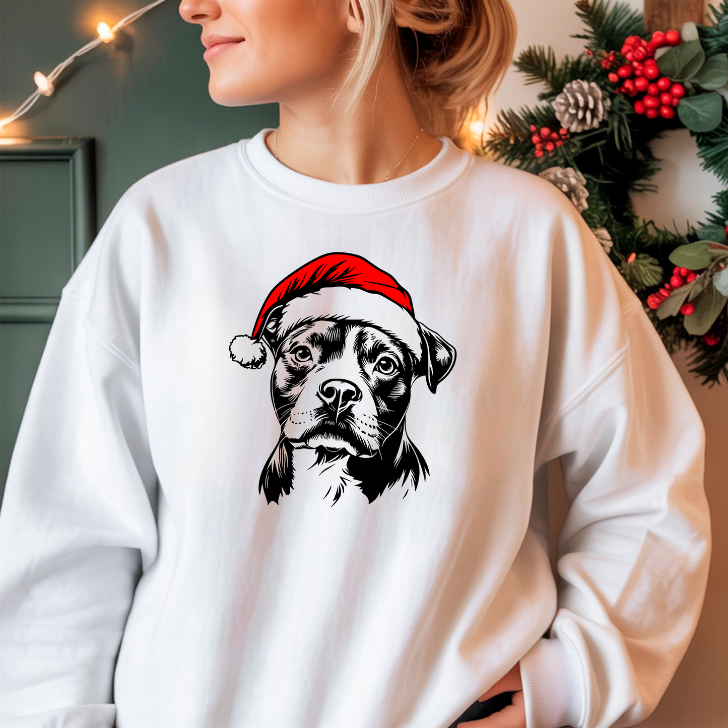Oversized Φούτερ American Staffordshire Santa