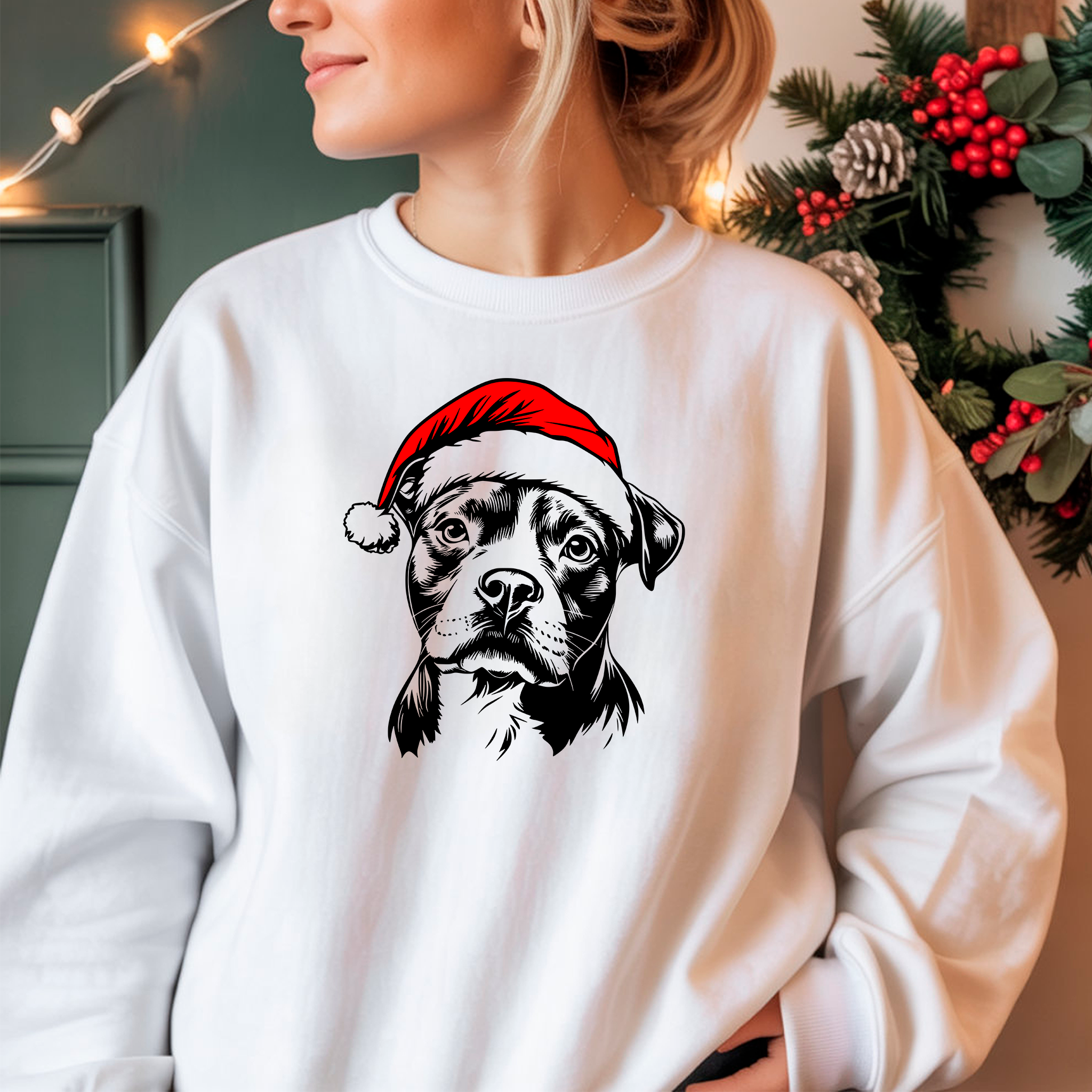 Oversized Φούτερ American Staffordshire Santa