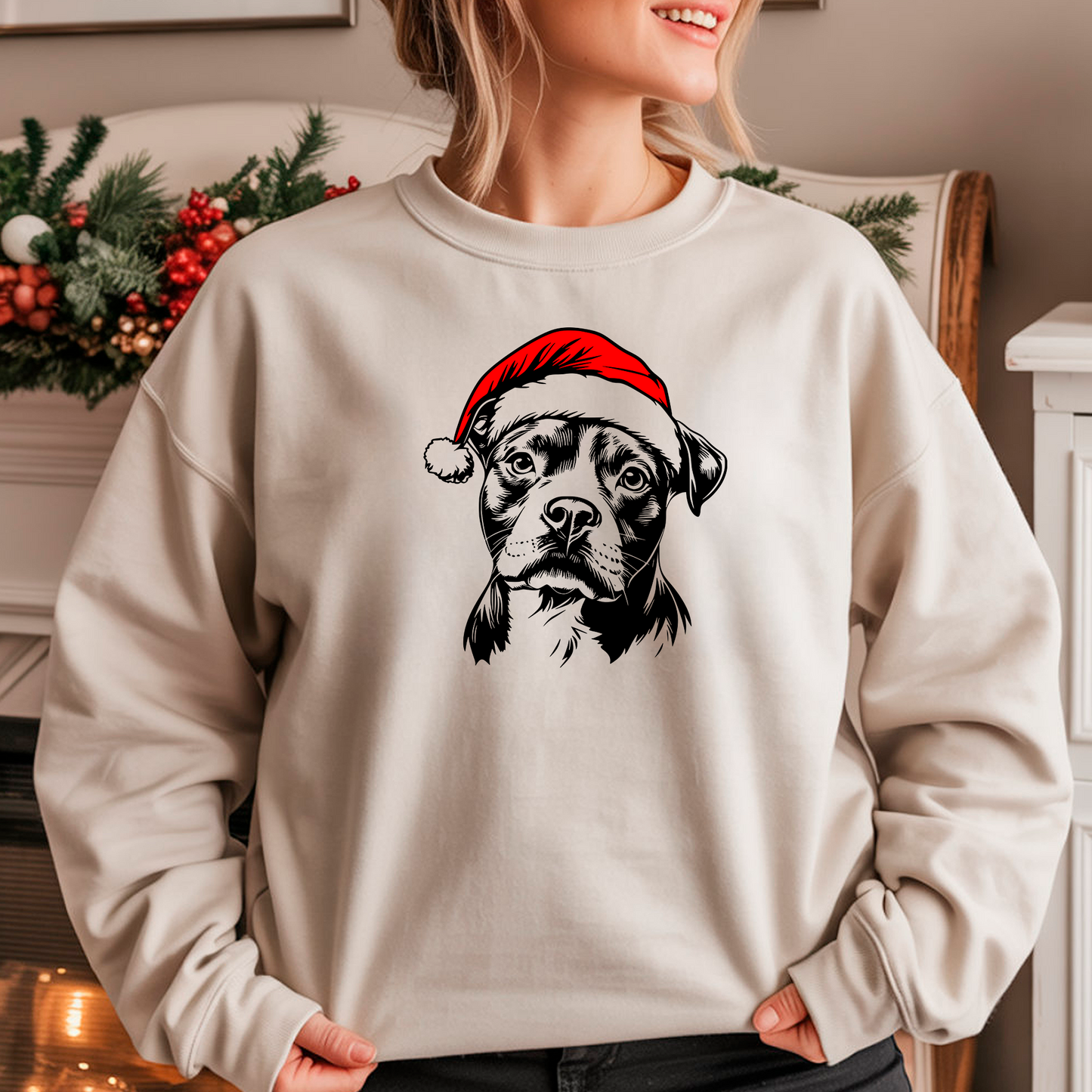 Oversized Φούτερ American Staffordshire Santa