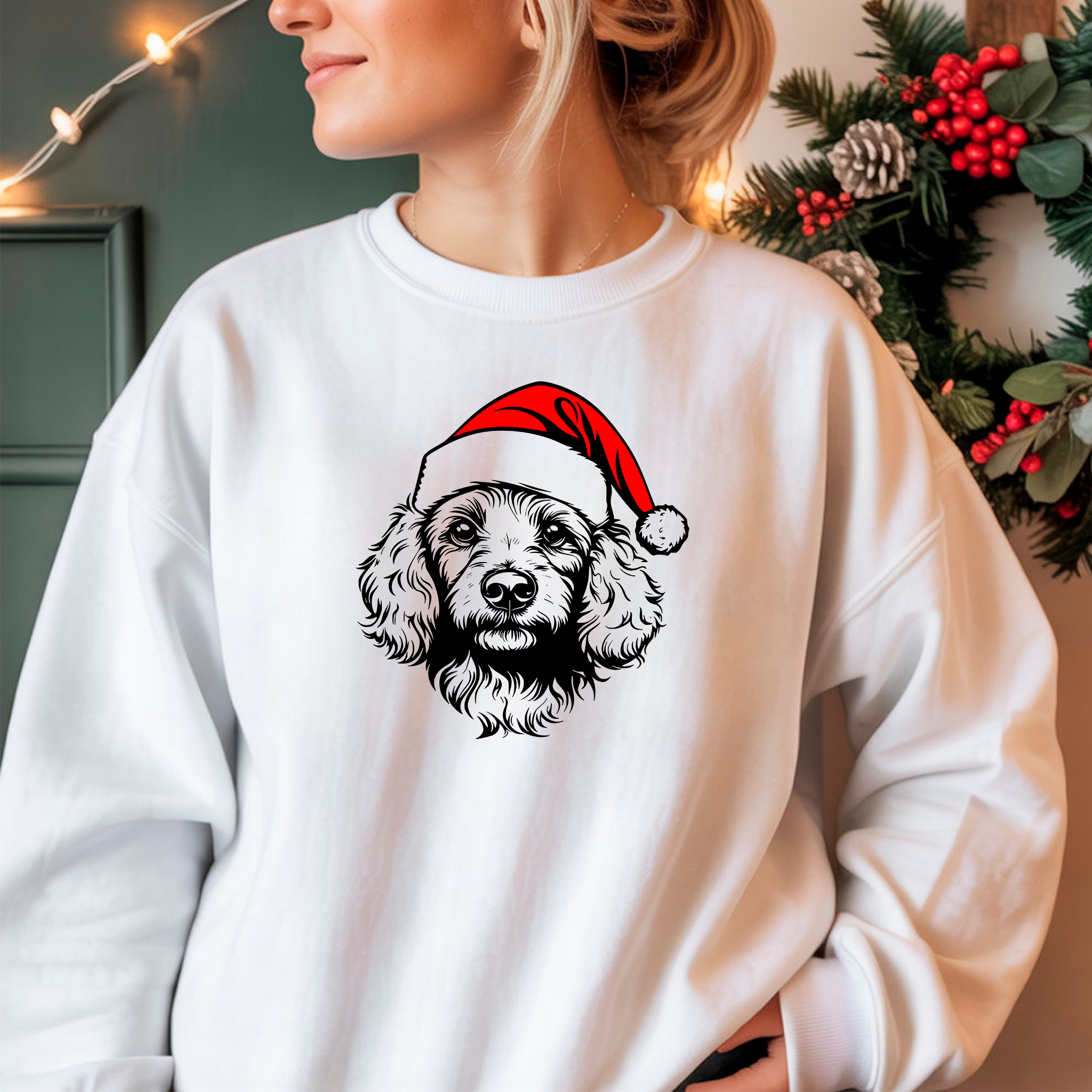 Oversized Φούτερ Poodle Santa