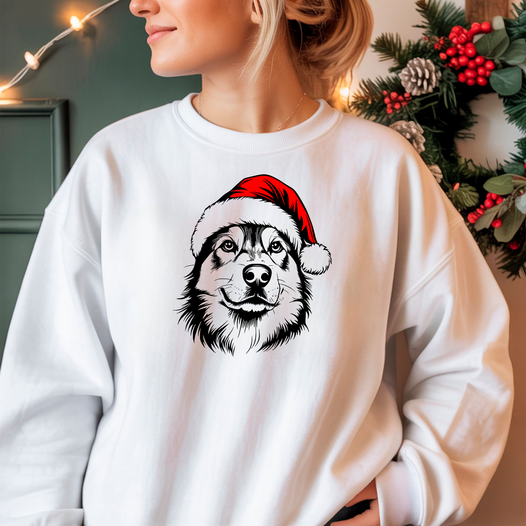Oversized Φούτερ Siberian Husky Santa