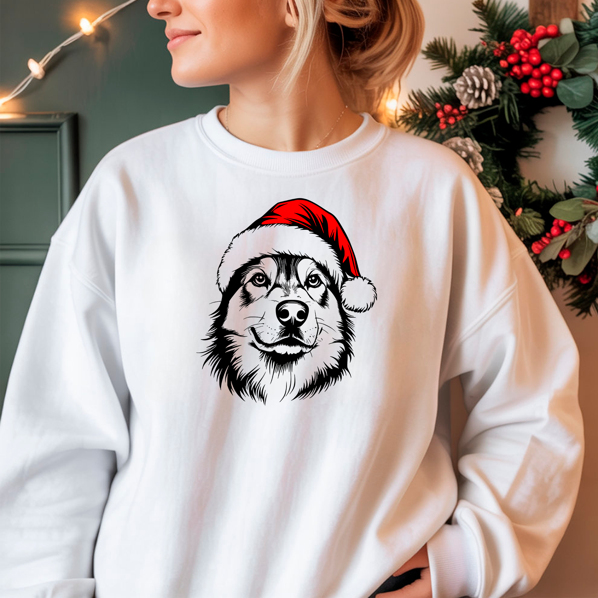 Oversized Φούτερ Siberian Husky Santa