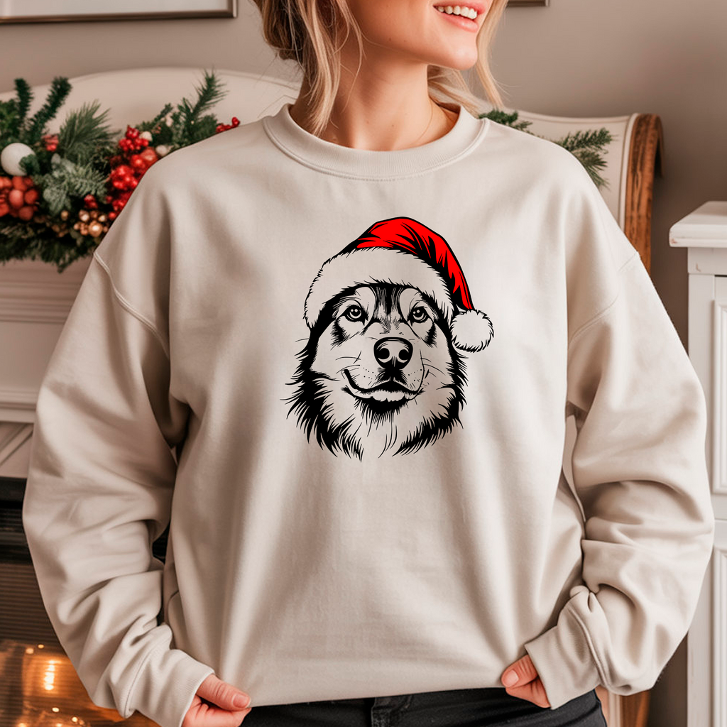 Oversized Φούτερ Siberian Husky Santa