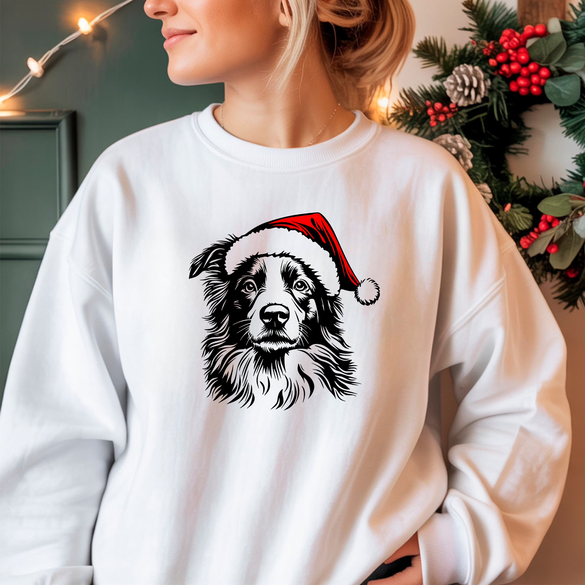 Oversized Φούτερ Border Collie Santa