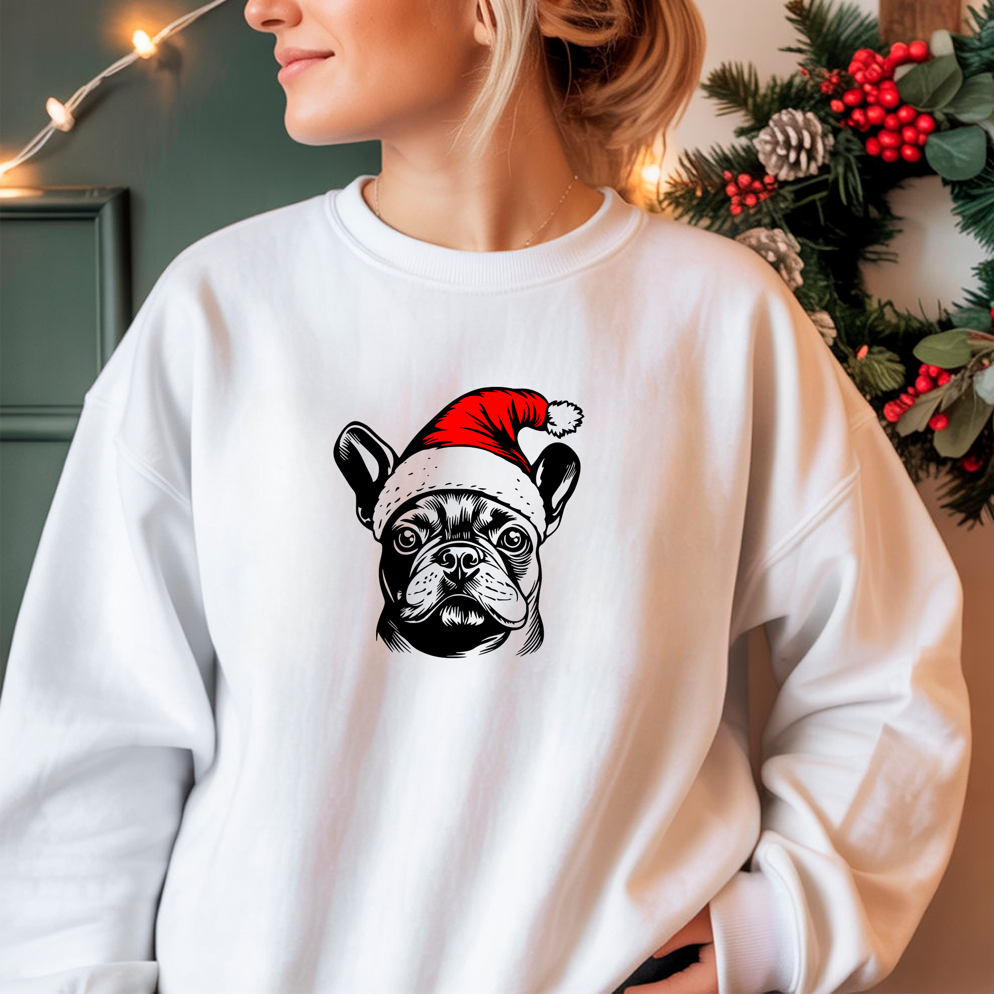 Oversized Φούτερ French Bulldog Santa