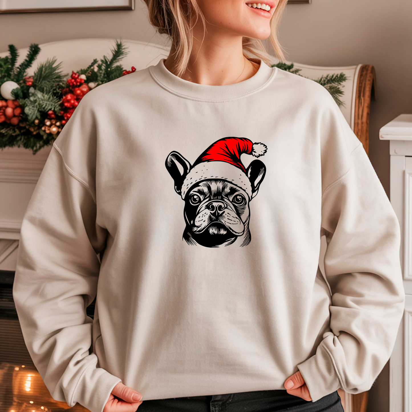 Oversized Φούτερ French Bulldog Santa
