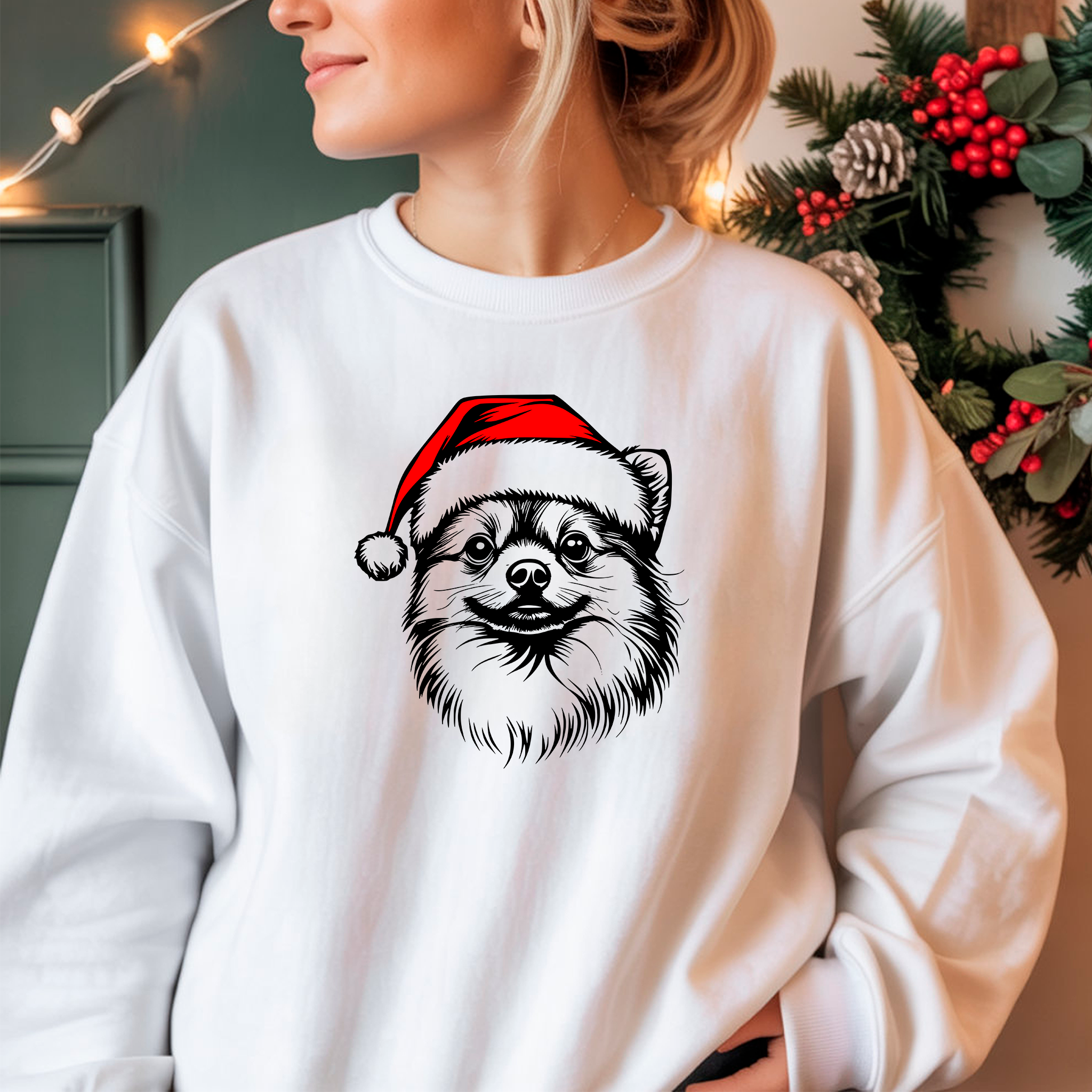 Oversized Φούτερ Pomeranian Santa