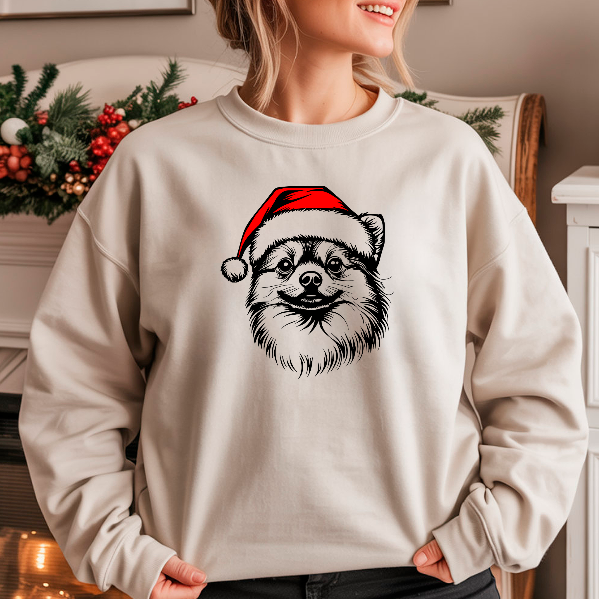 Oversized Φούτερ Pomeranian Santa