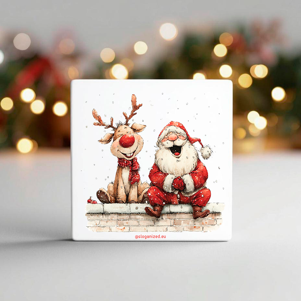 Κεραμικό Σουβέρ "Ρούντολφ και Άγιος Βασίλης"