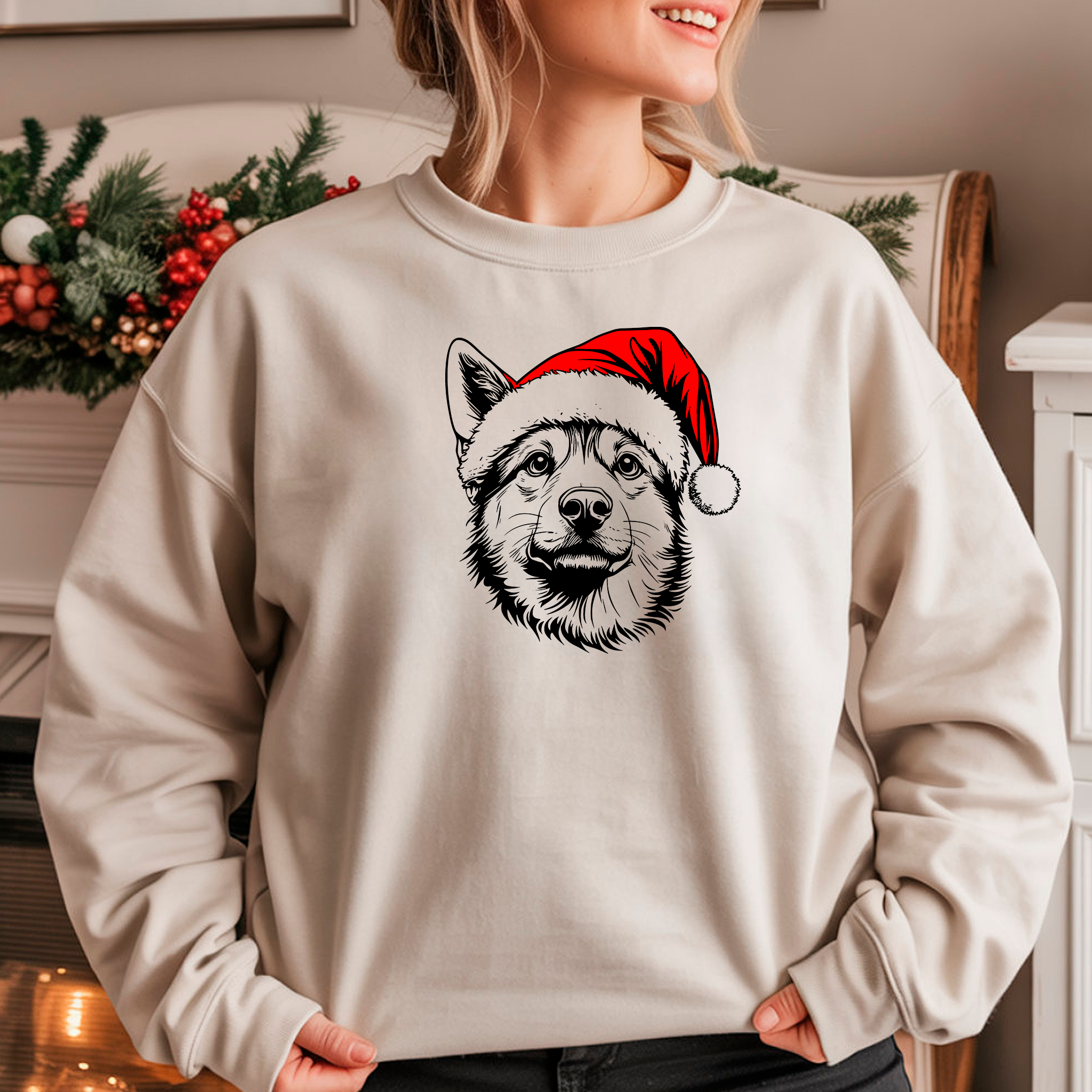 Oversized Φούτερ Shiba Inu Santa