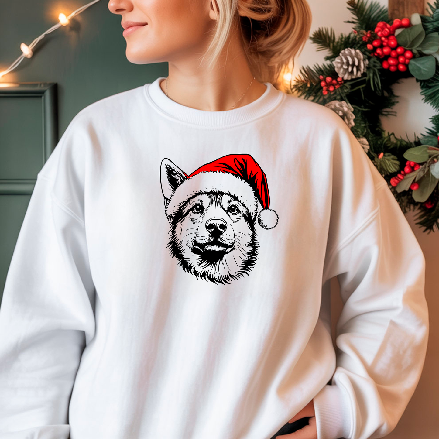 Oversized Φούτερ Shiba Inu Santa