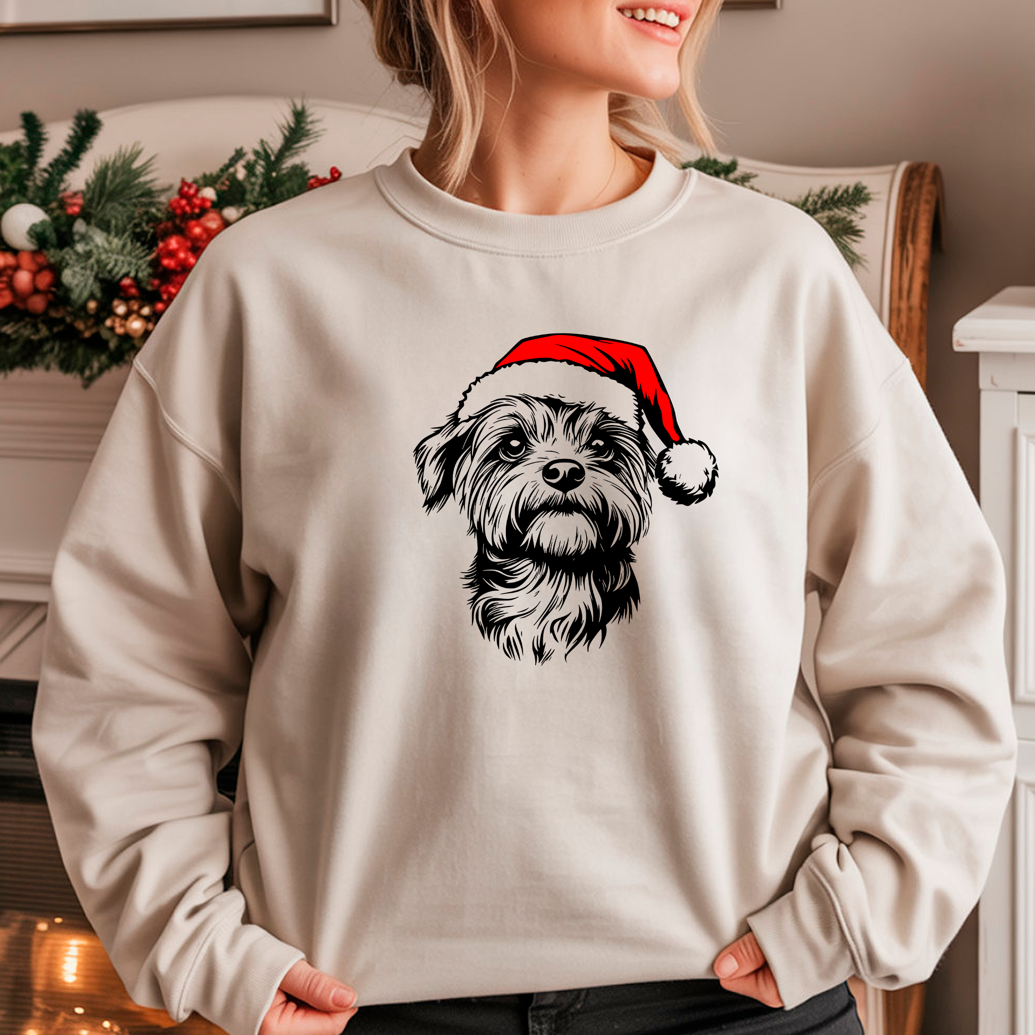 Oversized Φούτερ Yorkshire Terrier Santa